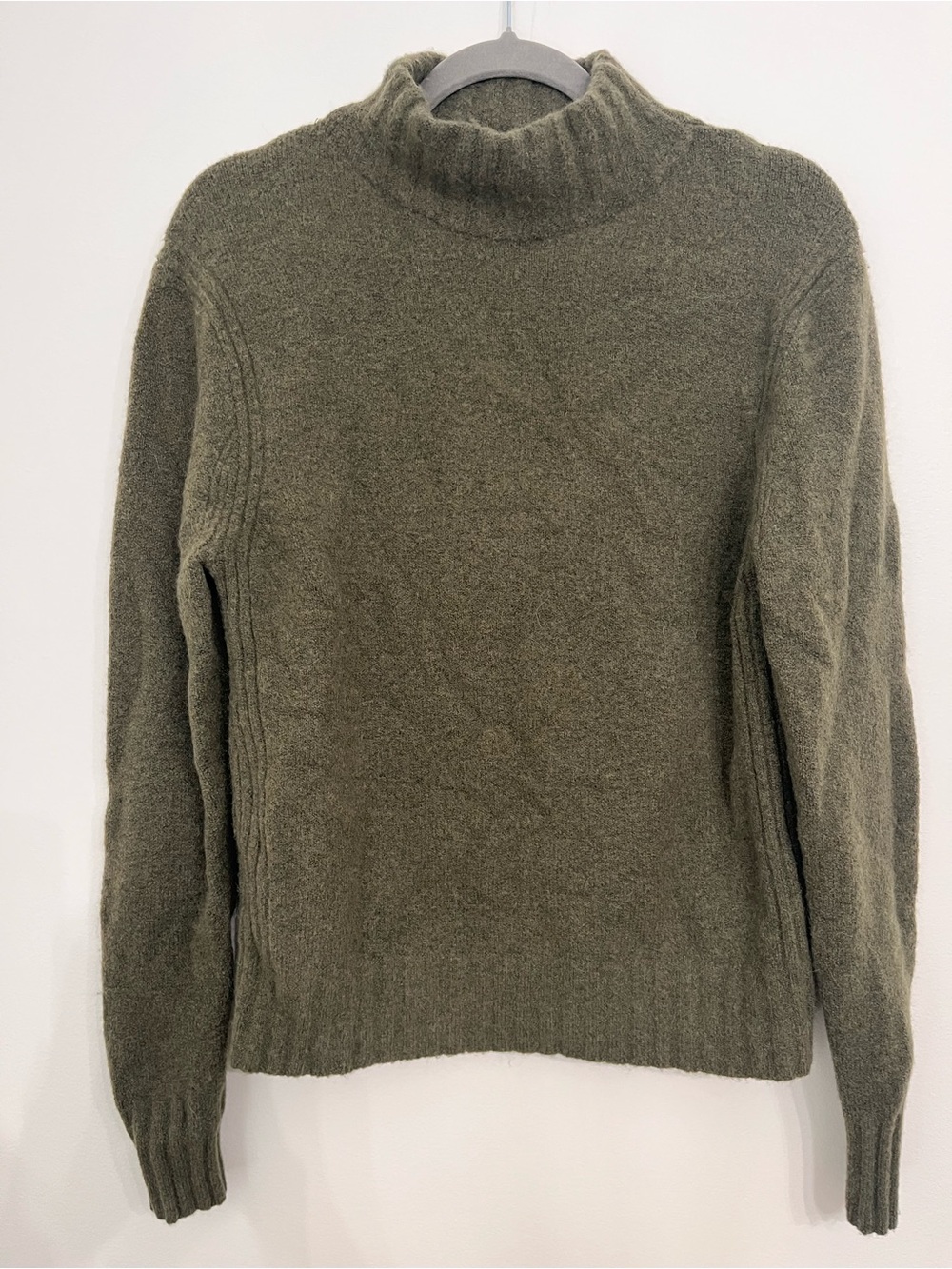 J. Crew Olive Green Funnel Neck Sweater Merino Alpaca Blend Preppy Women’s Large